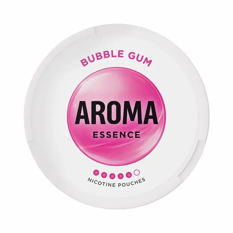AROMA Essence Bubble Gum 20mg nicotine pouches with sweet bubble gum flavour.