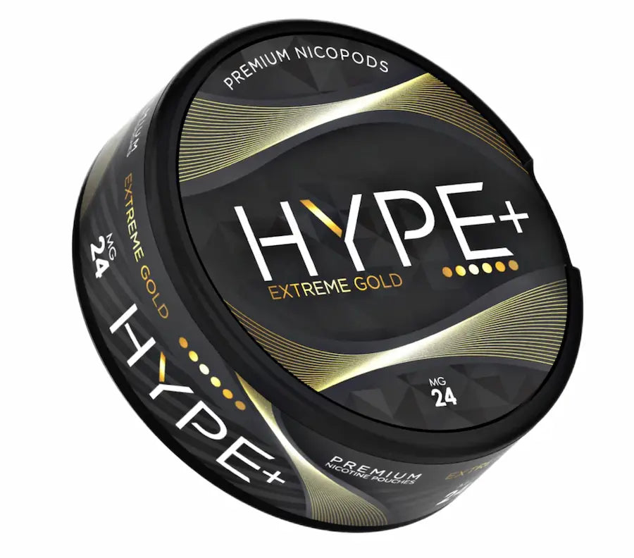 HYPE+ Extreme Gold 24mg nicotine pouches strong flavour UK