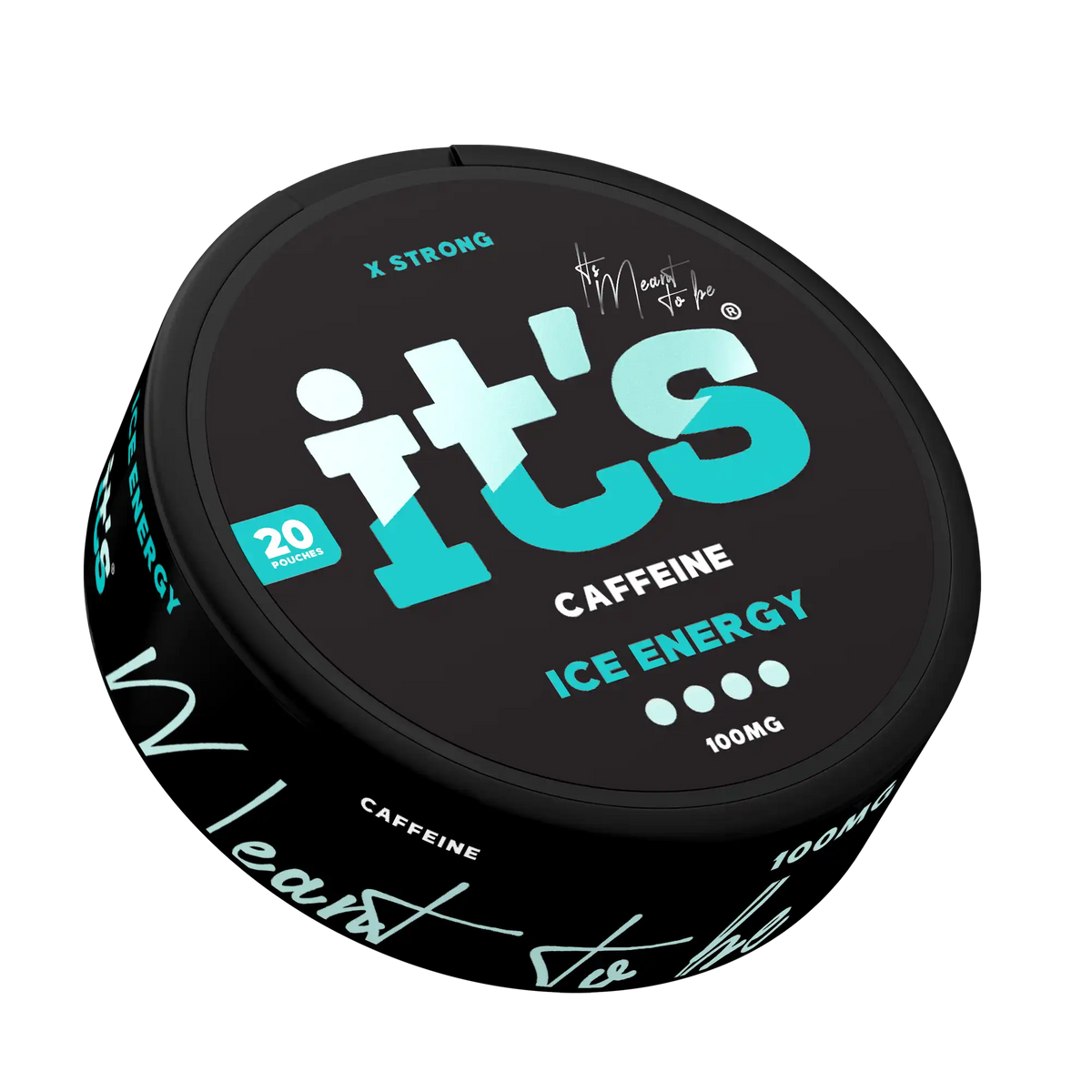It’s Ice Energy 100mg caffeine pouch can at an angle, sweet energy-drink flavour with an icy finish