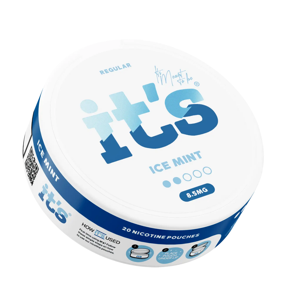 It’s Ice Mint 8.5mg nicotine pouch can at an angle, crisp, icy mint flavour