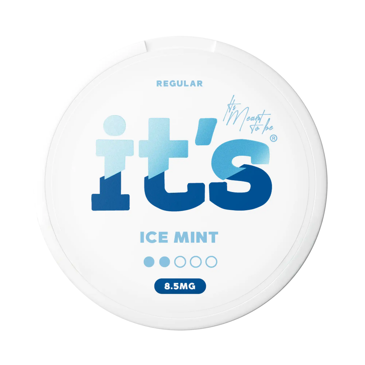 It’s Ice Mint 8.5mg nicotine pouches UK, front of the can with the Regular strength label