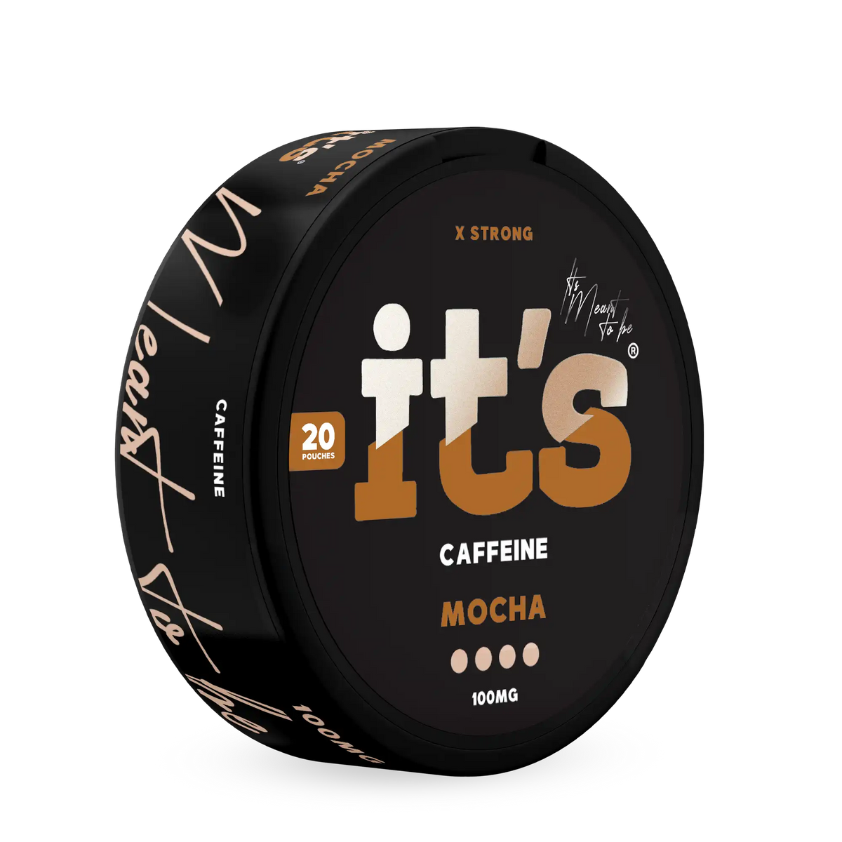 Tilted It’s Mocha 100mg caffeine can showing the Mocha flavour and 100mg per pouch