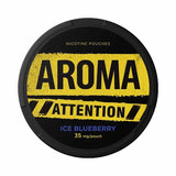 AROMA Attention Blueberry Ice 35mg nicotine pouches with blueberry and ice flavour.