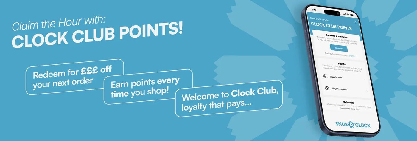 snus o clock clock club points loyalty program rewards for nicotine pouches customers
