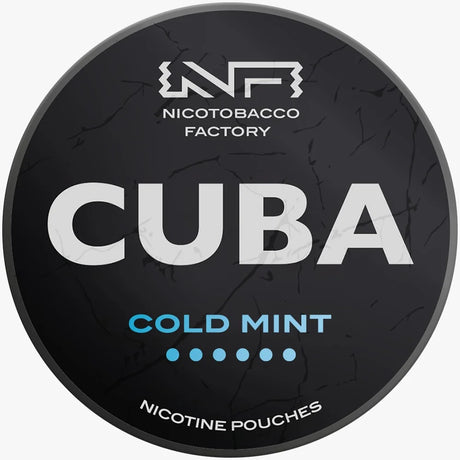 CUBA Blackline Cold Mint 43mg nicotine pouches UK, crisp cool mint flavour, 20 slim pouches per can