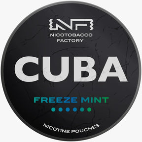 CUBA Blackline Freeze Mint 43mg nicotine pouches UK, freezing mint flavour, 20 slim pouches per can