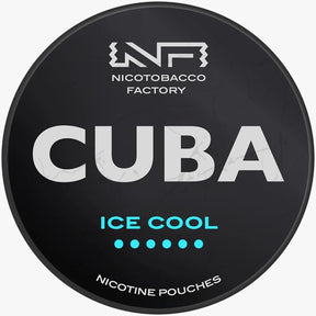 CUBA Blackline Ice Cool 43mg nicotine pouches UK, icy menthol mint flavour, 20 slim pouches per can
