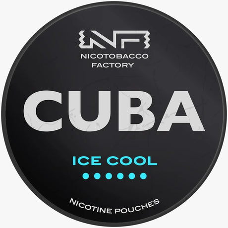 CUBA Blackline Ice Cool 43mg nicotine pouches UK, icy menthol mint flavour, 20 slim pouches per can