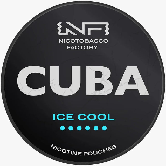 CUBA Blackline Ice Cool 43mg nicotine pouches UK, icy menthol mint flavour, 20 slim pouches per can