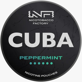 CUBA Blackline Peppermint 43mg nicotine pouches UK, classic peppermint flavour, 20 slim pouches per can