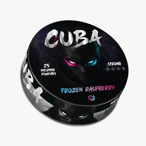 CUBA Ninja Frozen Raspberry 30mg nicotine pouches UK, raspberry flavour with icy cooling, 25 slim pouches per can