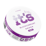 It’s Blackcurrant 20mg nicotine pouch can at an angle, rich, tangy blackcurrant flavour