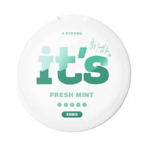 It’s Fresh Mint 20mg nicotine pouches UK, front of the can with the X Strong strength label
