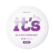 It’s Blackcurrant 8.5mg nicotine pouches UK, front of the can with the Regular strength label
