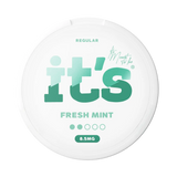 It’s Fresh Mint 8.5mg nicotine pouches UK, front of the can with the Regular strength label