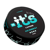It’s Ice Energy 100mg caffeine pouch can at an angle, sweet energy-drink flavour with an icy finish