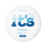 It’s Ice Mint 8.5mg nicotine pouches UK, front of the can with the Regular strength label