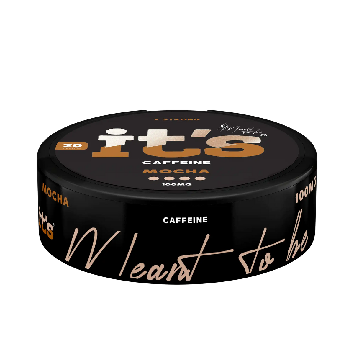 Side of the It’s Mocha 100mg caffeine can, 20 nicotine-free caffeine pouches