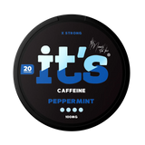 It’s Peppermint 100mg caffeine pouches UK, front of the can with the X Strong 100mg caffeine label