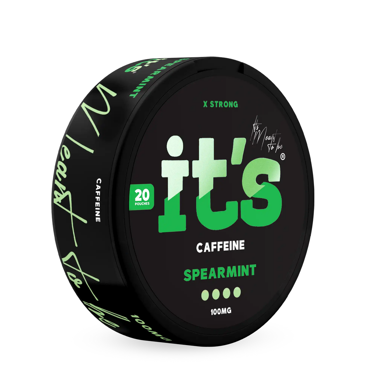 Tilted It’s Spearmint 100mg caffeine can showing the Spearmint flavour and 100mg per pouch