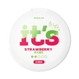 It’s Strawberry Kiwi 8.5mg nicotine pouches UK, front of the can with the Regular strength label
