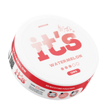 It’s Watermelon 12mg nicotine pouch can at an angle, sweet, juicy watermelon flavour