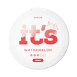 It’s Watermelon 12mg nicotine pouches UK, front of the can with the Medium strength label
