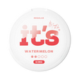 It’s Watermelon 8.5mg nicotine pouches UK, front of the can with the Regular strength label
