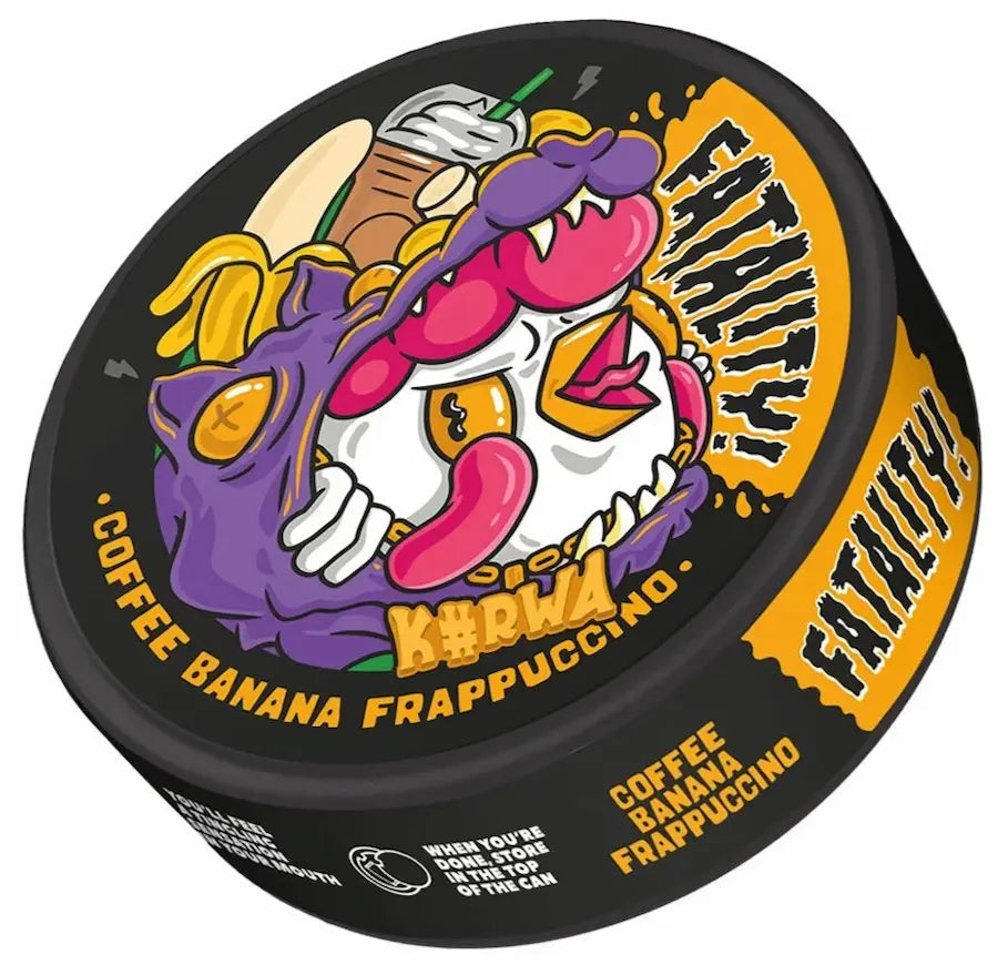 KURWA Fatality Coffee Banana Frappuccino 47mg strong nicotine pouches UK
