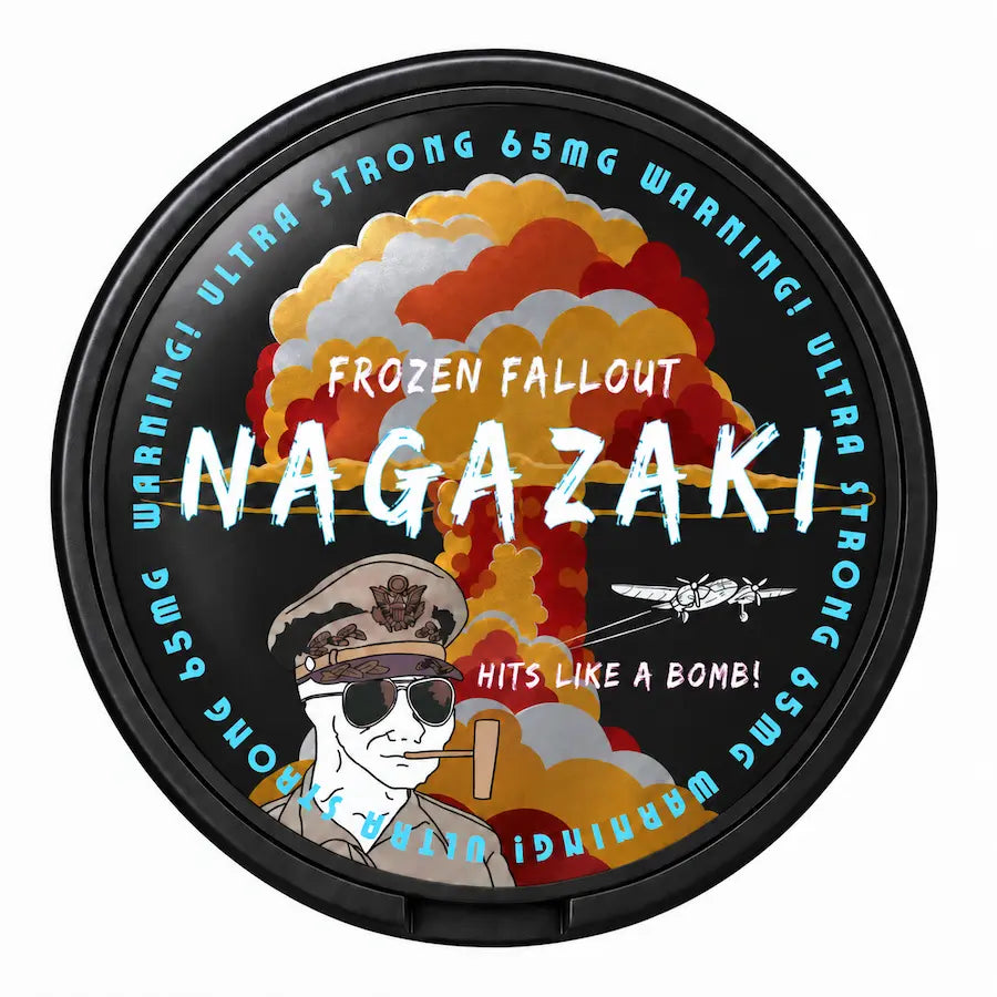 Nagazaki Frozen Fallout 65mg ultra strong nicotine pouches front view