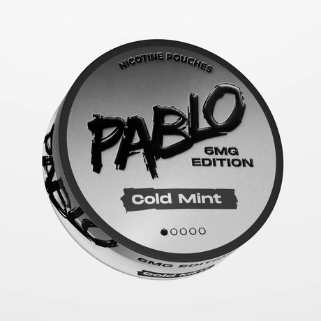 PABLO 6mg Edition Cold Mint 6mg nicotine pouches UK, front view of the can