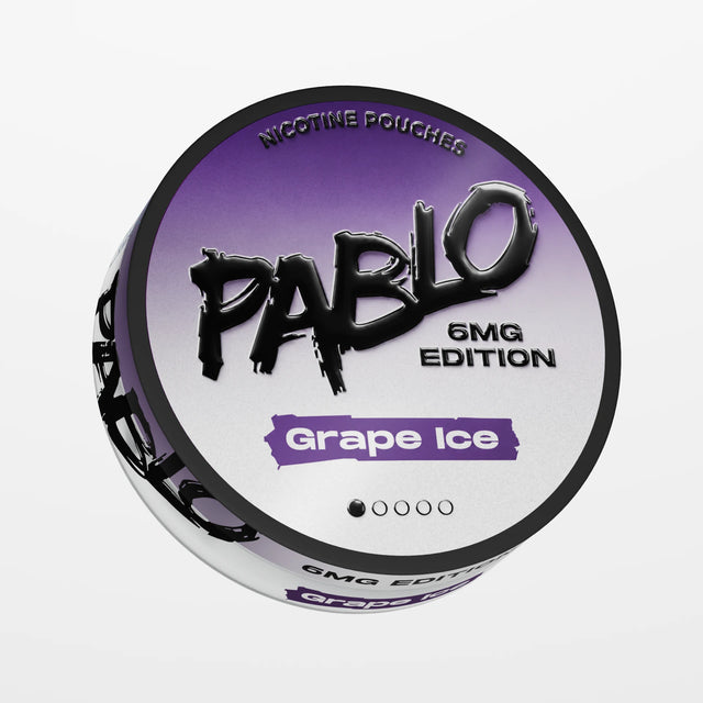 PABLO 6mg Edition Grape Ice 6mg nicotine pouches UK, front view of the can