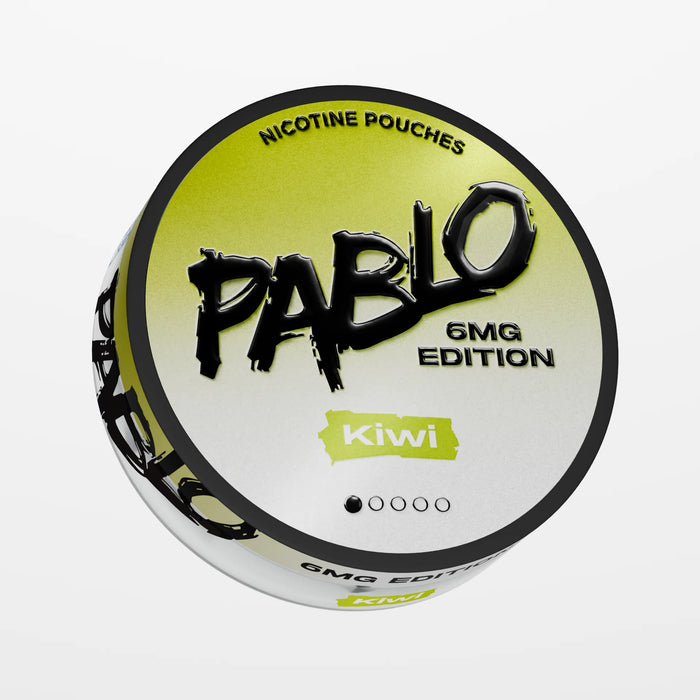 PABLO 6mg Edition Kiwi 6mg nicotine pouches UK, front view of the can
