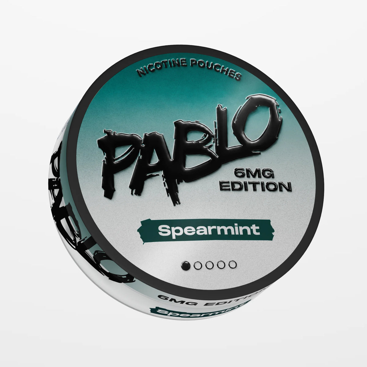 PABLO 6mg Edition Spearmint 6mg nicotine pouches UK, front view of the can