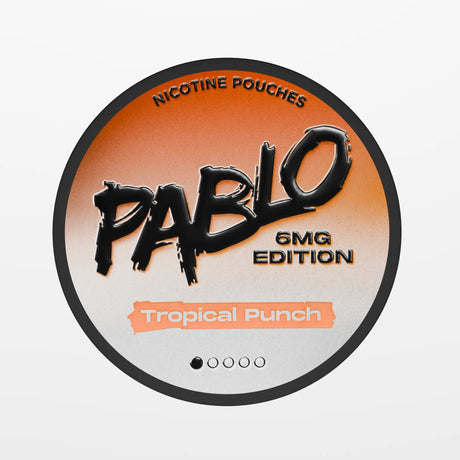 PABLO Tropical Punch 6mg nicotine pouches, 20 tobacco-free pouches per can