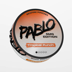 PABLO 6mg Edition Tropical Punch 6mg nicotine pouches UK, front view of the can