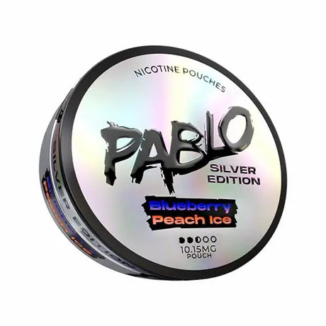 PABLO Silver Edition Blueberry Peach Ice 10.15mg nicotine pouches UK fruit cooling flavour slim pouch