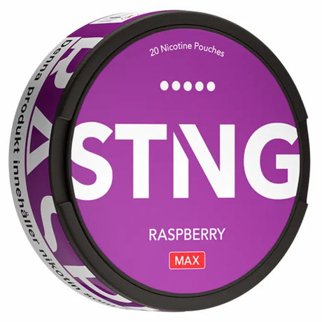 STNG Raspberry Max 50mg nicotine pouches UK £1.99 strong raspberry flavour