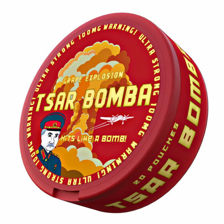 Tsar Bomba Grape Explosion 100mg nicotine pouch can with 20 pouches